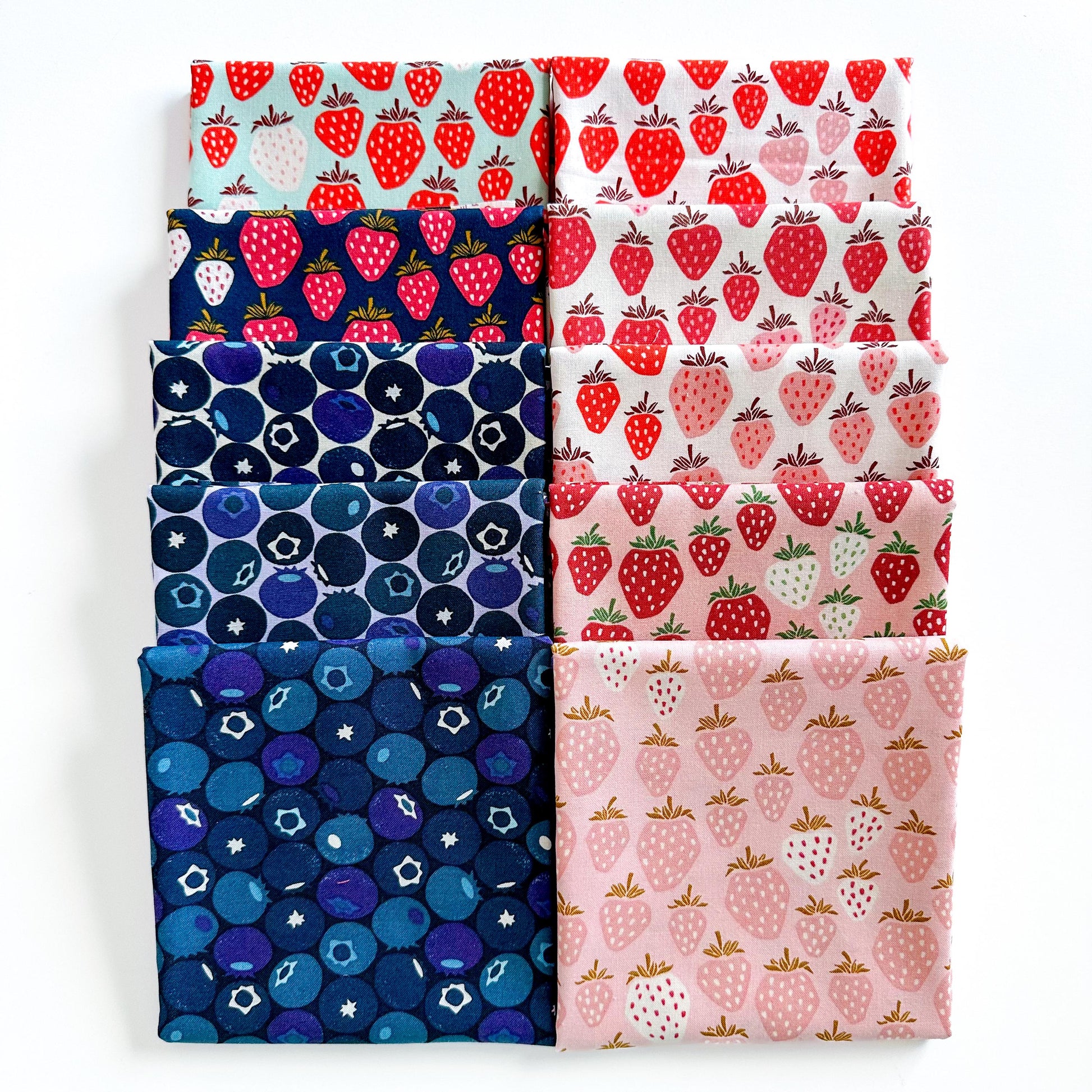 Under the Apple Tree, 10 Pc Curated Fabric Bundle by Cotton+Steel, Strawberry Blueberry Prints, Half Yard, Fat Quarter, or Quarter Yard Cuts