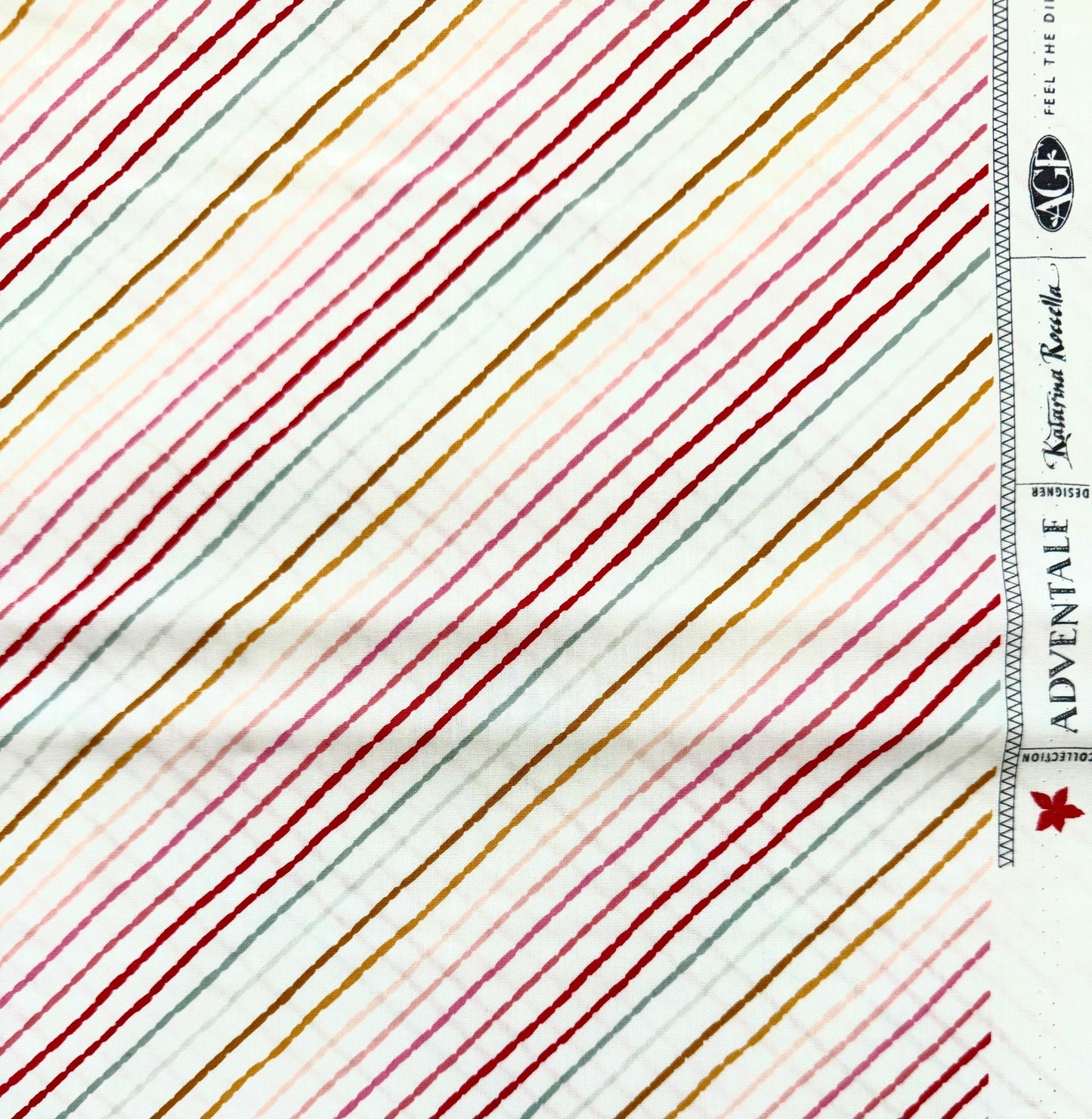 Jolly Ribbons Festive – Premium Cotton by the Yard – ADVENTALE Collection by Katarina Roccella – Art Gallery Fabrics, Holiday Striped Print