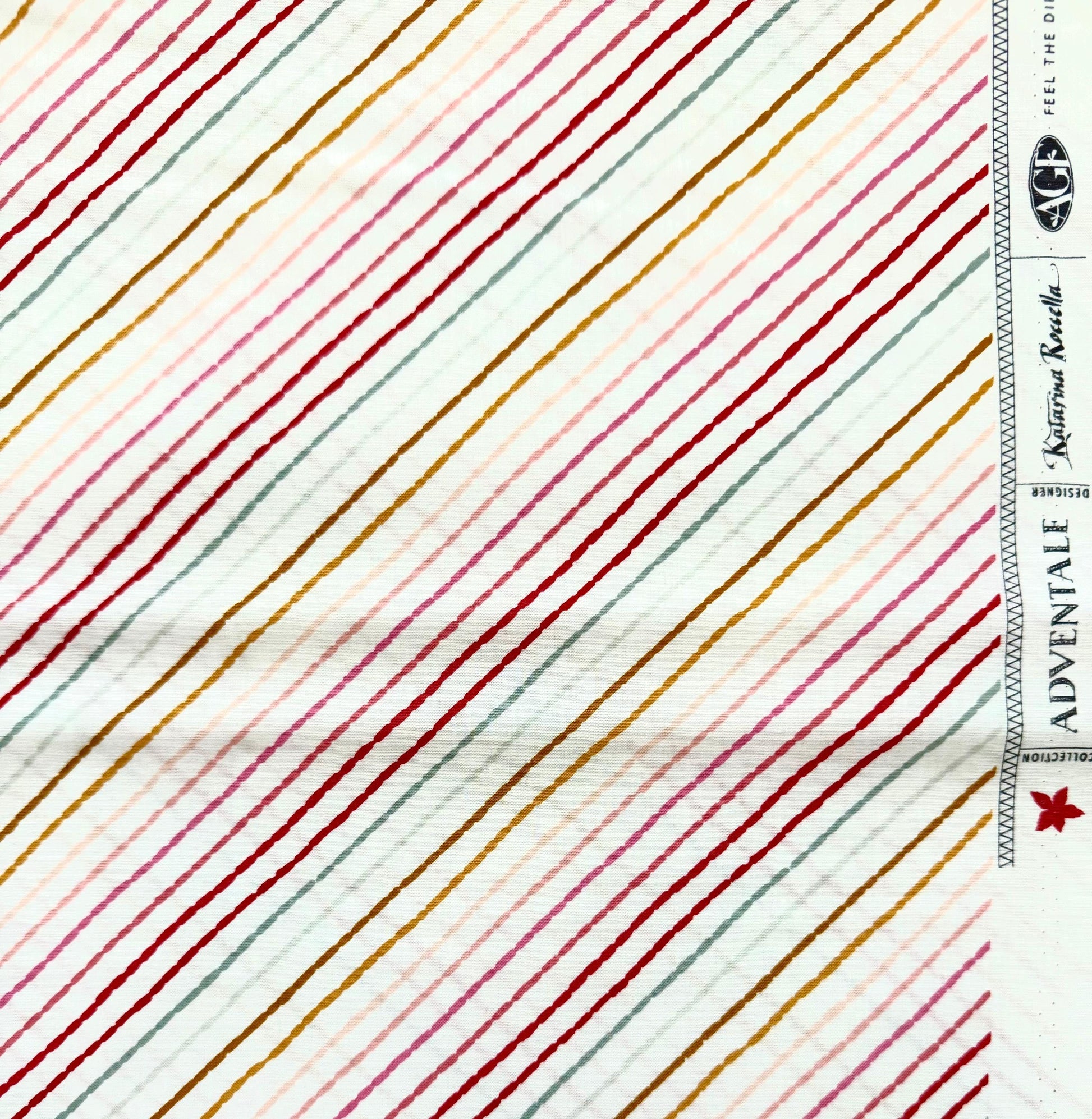 Jolly Ribbons Festive – Premium Cotton by the Yard – ADVENTALE Collection by Katarina Roccella – Art Gallery Fabrics, Holiday Striped Print