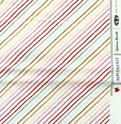 Jolly Ribbons Festive – Premium Cotton by the Yard – ADVENTALE Collection by Katarina Roccella – Art Gallery Fabrics, Holiday Striped Print