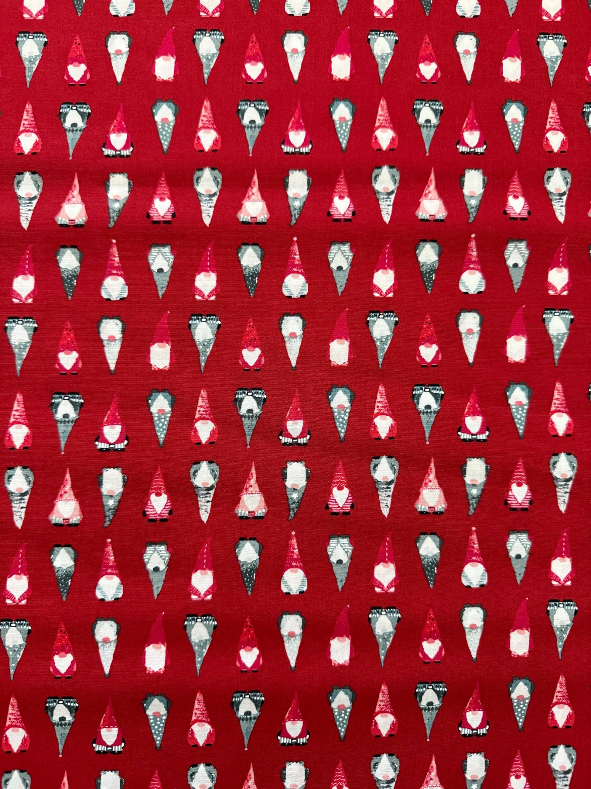 Playful Gnomes Berry – Premium Cotton by the Yard – ADVENTALE Collection by Katarina Roccella – Art Gallery Fabrics, Holiday Print