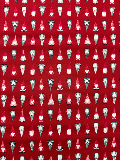 Playful Gnomes Berry – Premium Cotton by the Yard – ADVENTALE Collection by Katarina Roccella – Art Gallery Fabrics, Holiday Print
