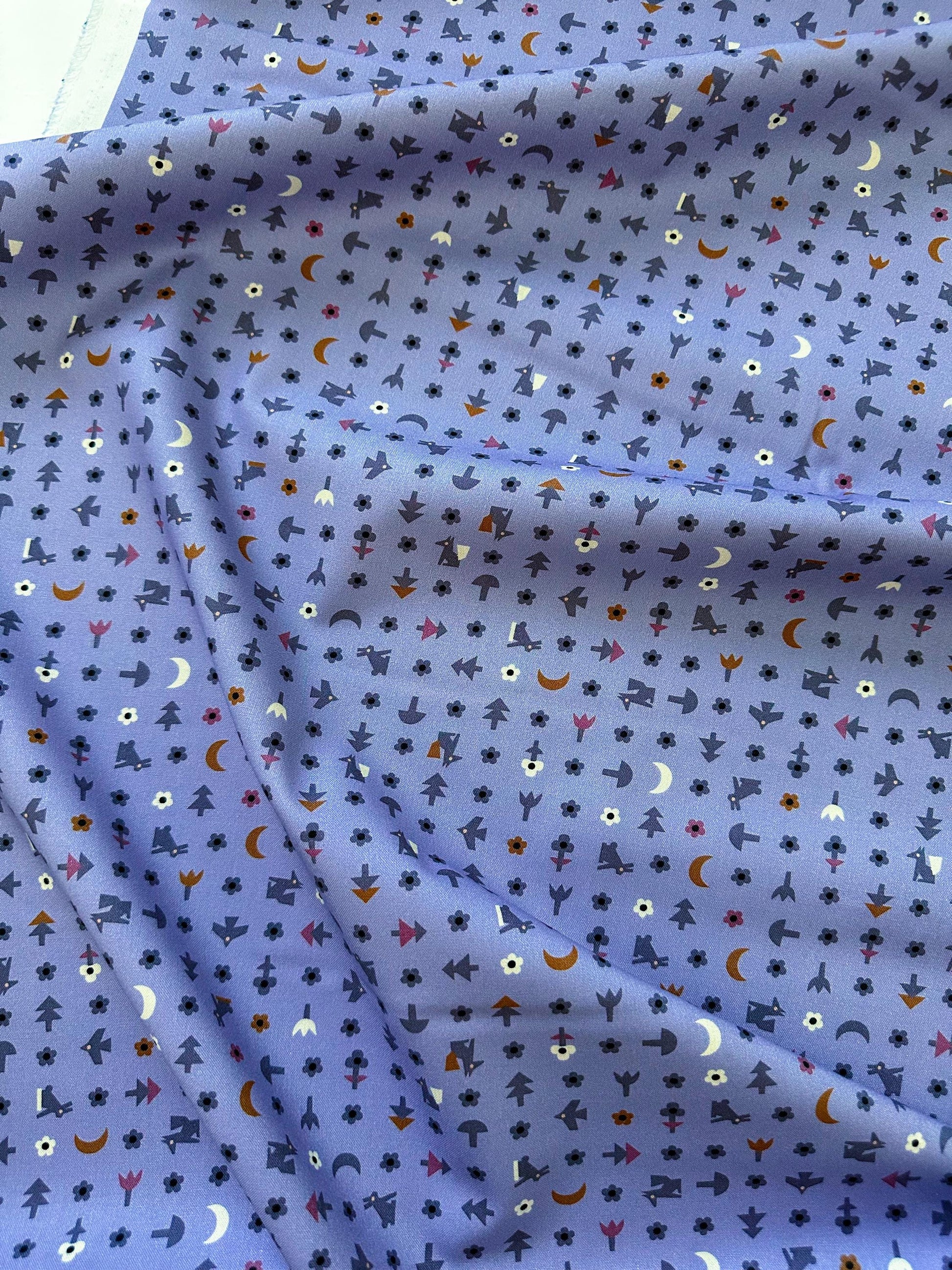 Free Bird | Blue, Fabric by the Yard, 100% Organic Cotton, By Leah Duncan for Cloud9 Fabrics, Fern Grove Collection