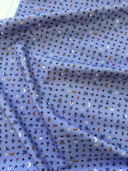 Free Bird | Blue, Fabric by the Yard, 100% Organic Cotton, By Leah Duncan for Cloud9 Fabrics, Fern Grove Collection