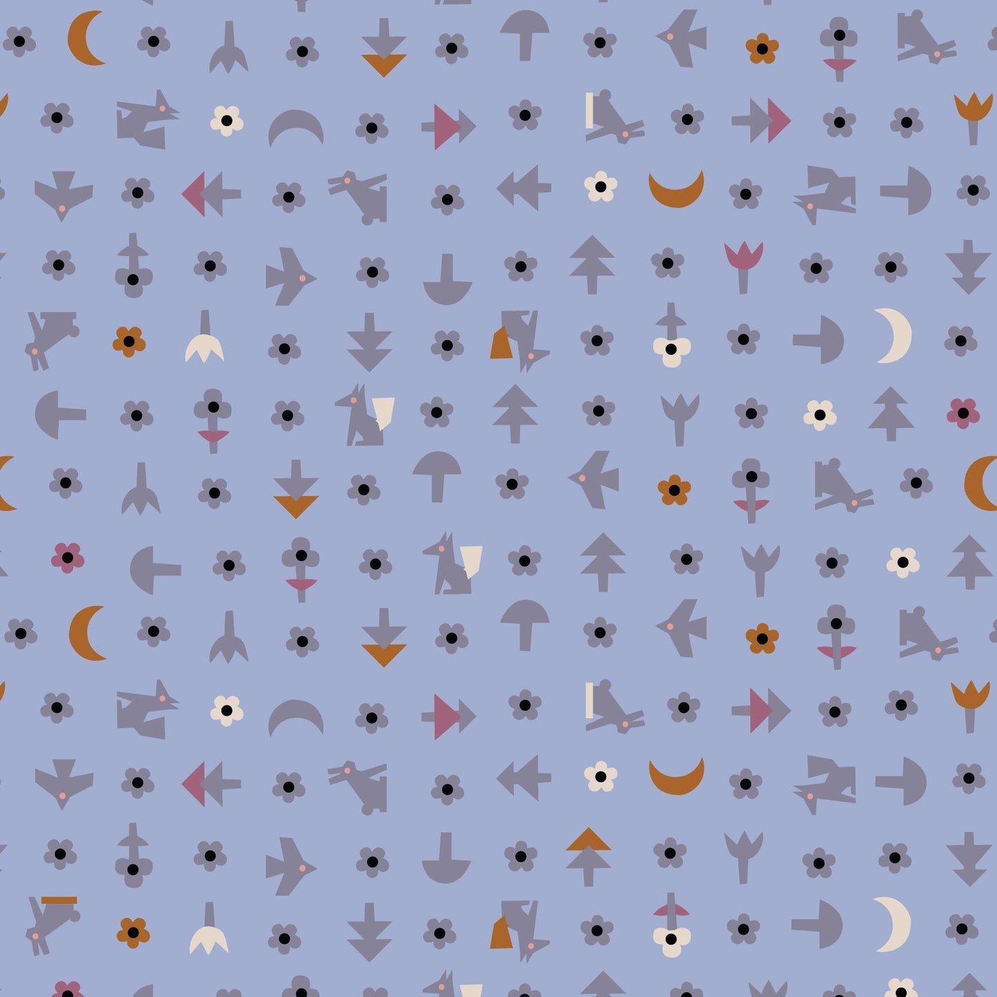 Free Bird | Blue, Fabric by the Yard, 100% Organic Cotton, By Leah Duncan for Cloud9 Fabrics, Fern Grove Collection