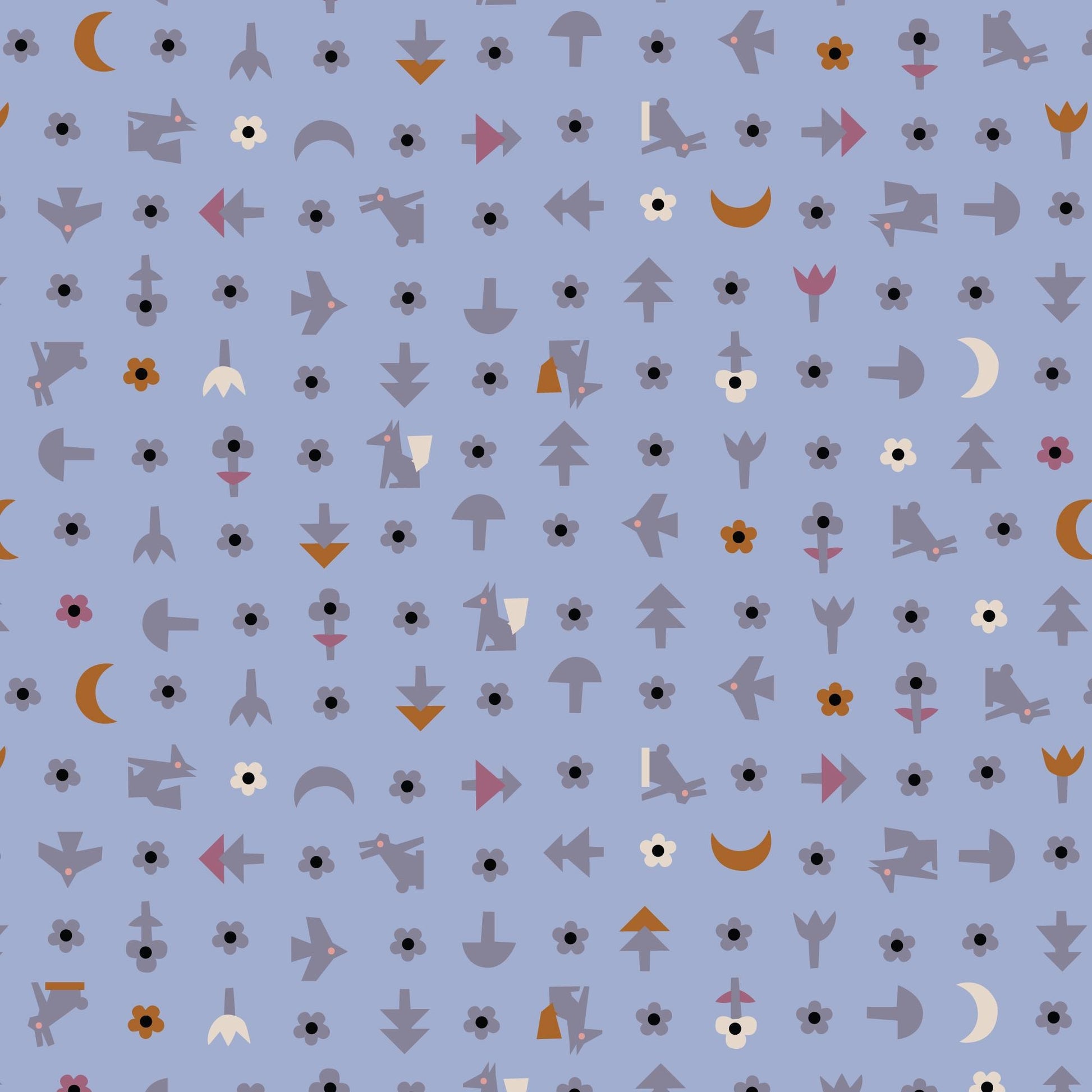 Free Bird | Blue, Fabric by the Yard, 100% Organic Cotton, By Leah Duncan for Cloud9 Fabrics, Fern Grove Collection