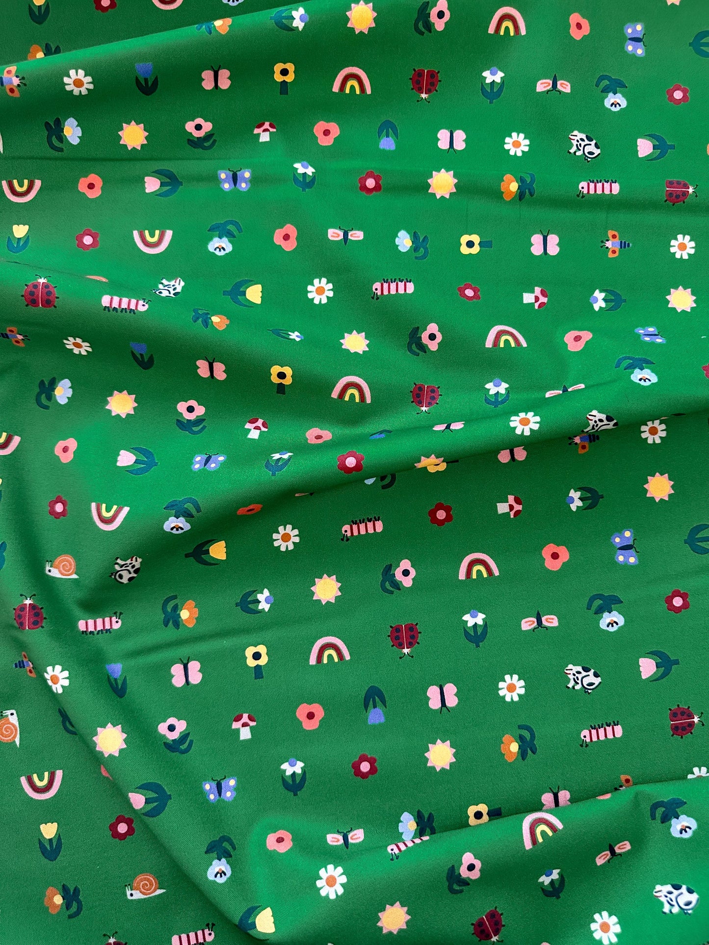 Tulip Creatures, Fabric by the Yard, 100% Organic Cotton, By Leah Duncan for Cloud9 Fabrics, Fern Grove Collection, Floral Print