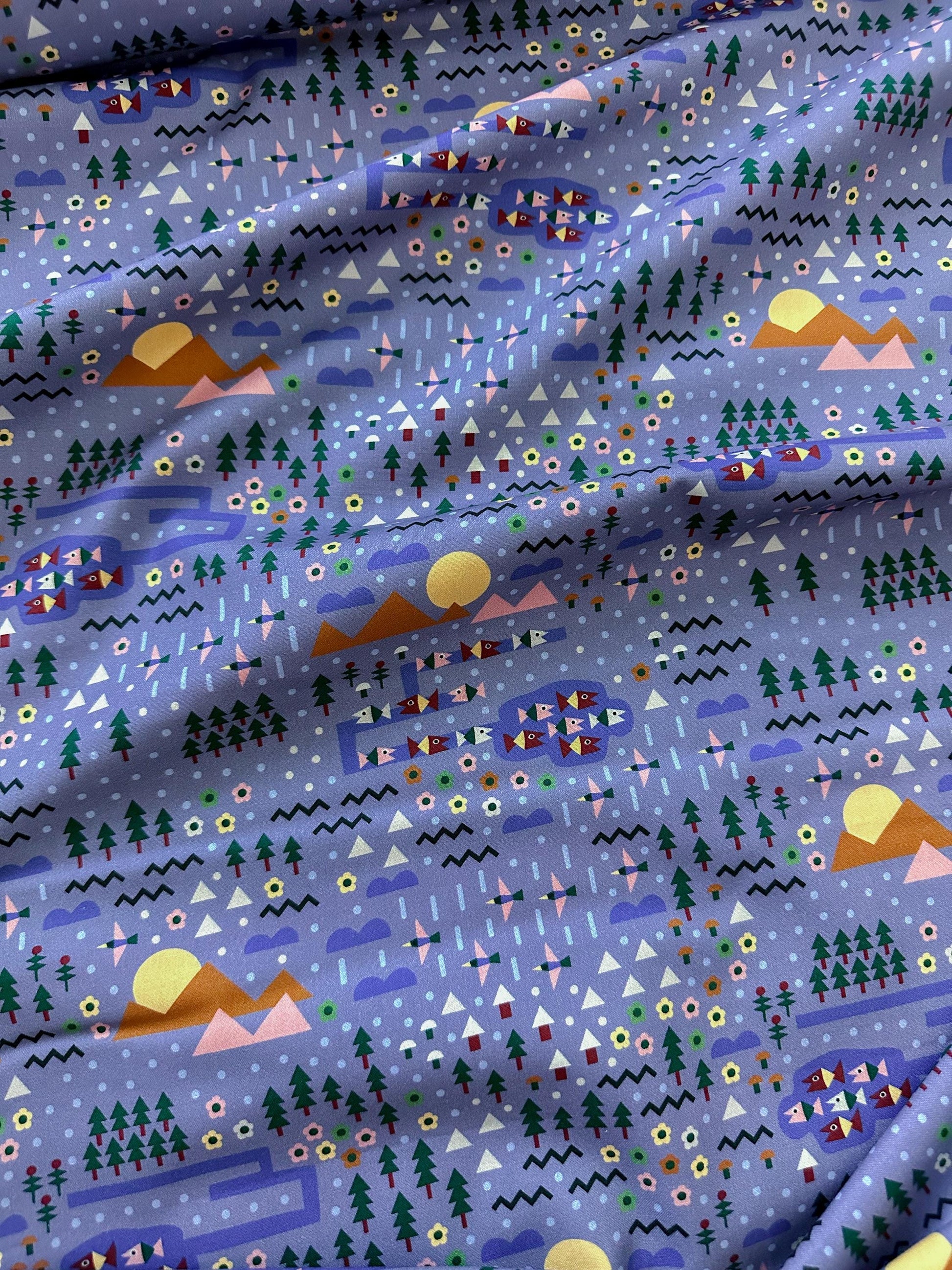 Over the River and Through the Woods, Fabric by the Yard, 100% Organic Cotton, By Leah Duncan for Cloud9 Fabrics, Fern Grove Collection