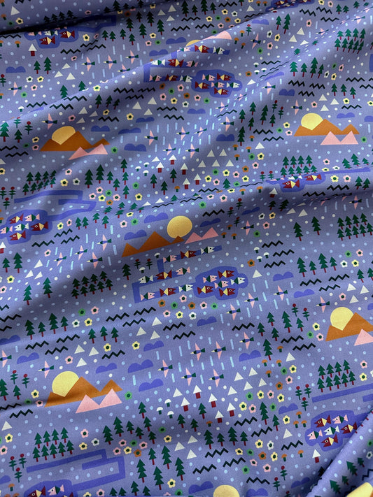 Over the River and Through the Woods, Fabric by the Yard, 100% Organic Cotton, By Leah Duncan for Cloud9 Fabrics, Fern Grove Collection