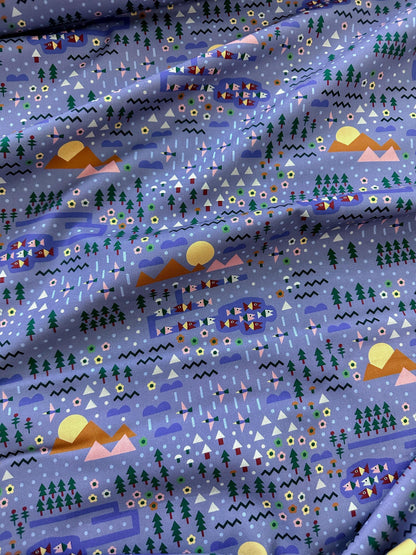 Over the River and Through the Woods, Fabric by the Yard, 100% Organic Cotton, By Leah Duncan for Cloud9 Fabrics, Fern Grove Collection