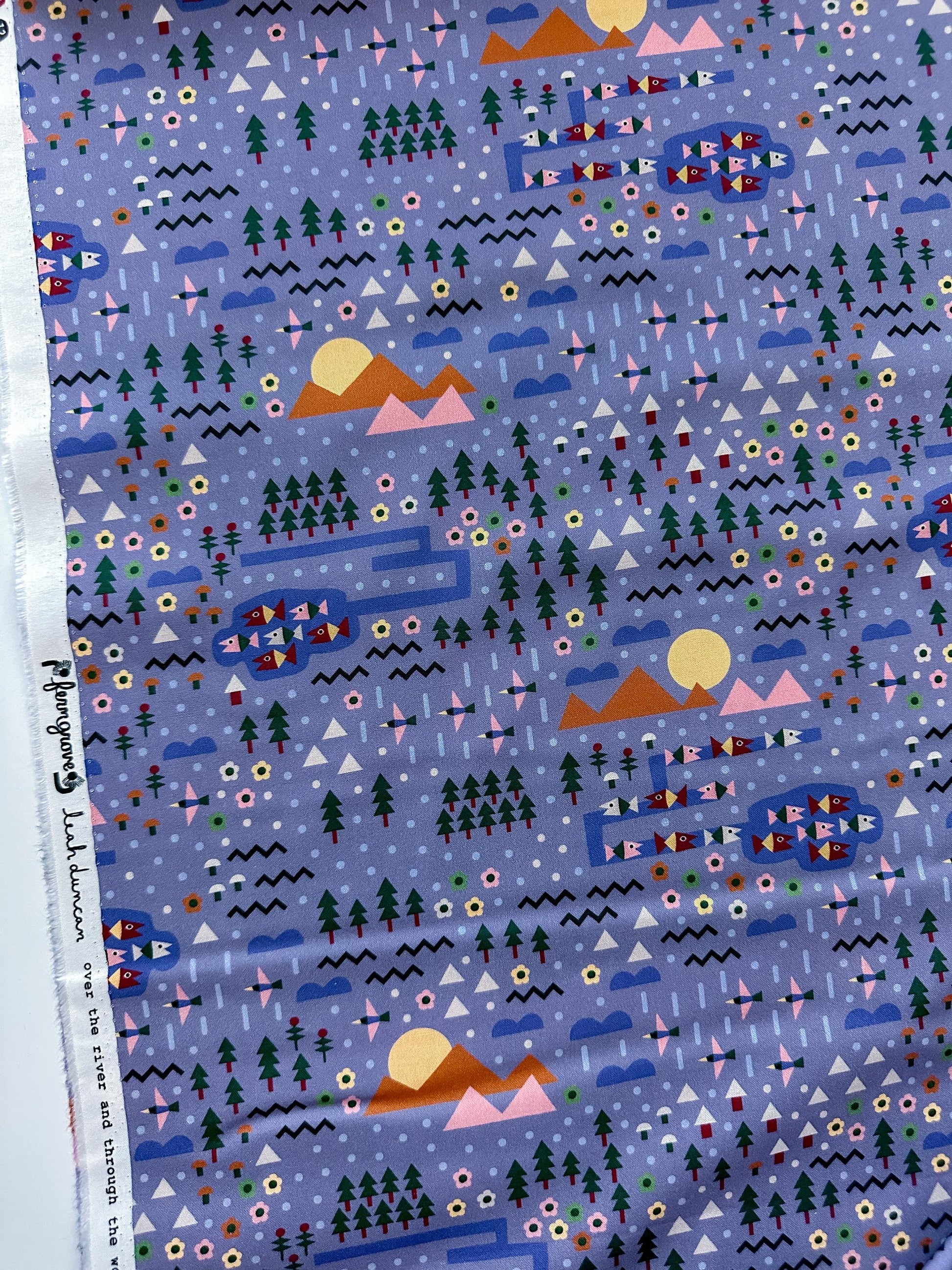 Over the River and Through the Woods, Fabric by the Yard, 100% Organic Cotton, By Leah Duncan for Cloud9 Fabrics, Fern Grove Collection