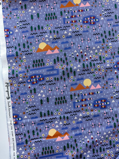 Over the River and Through the Woods, Fabric by the Yard, 100% Organic Cotton, By Leah Duncan for Cloud9 Fabrics, Fern Grove Collection