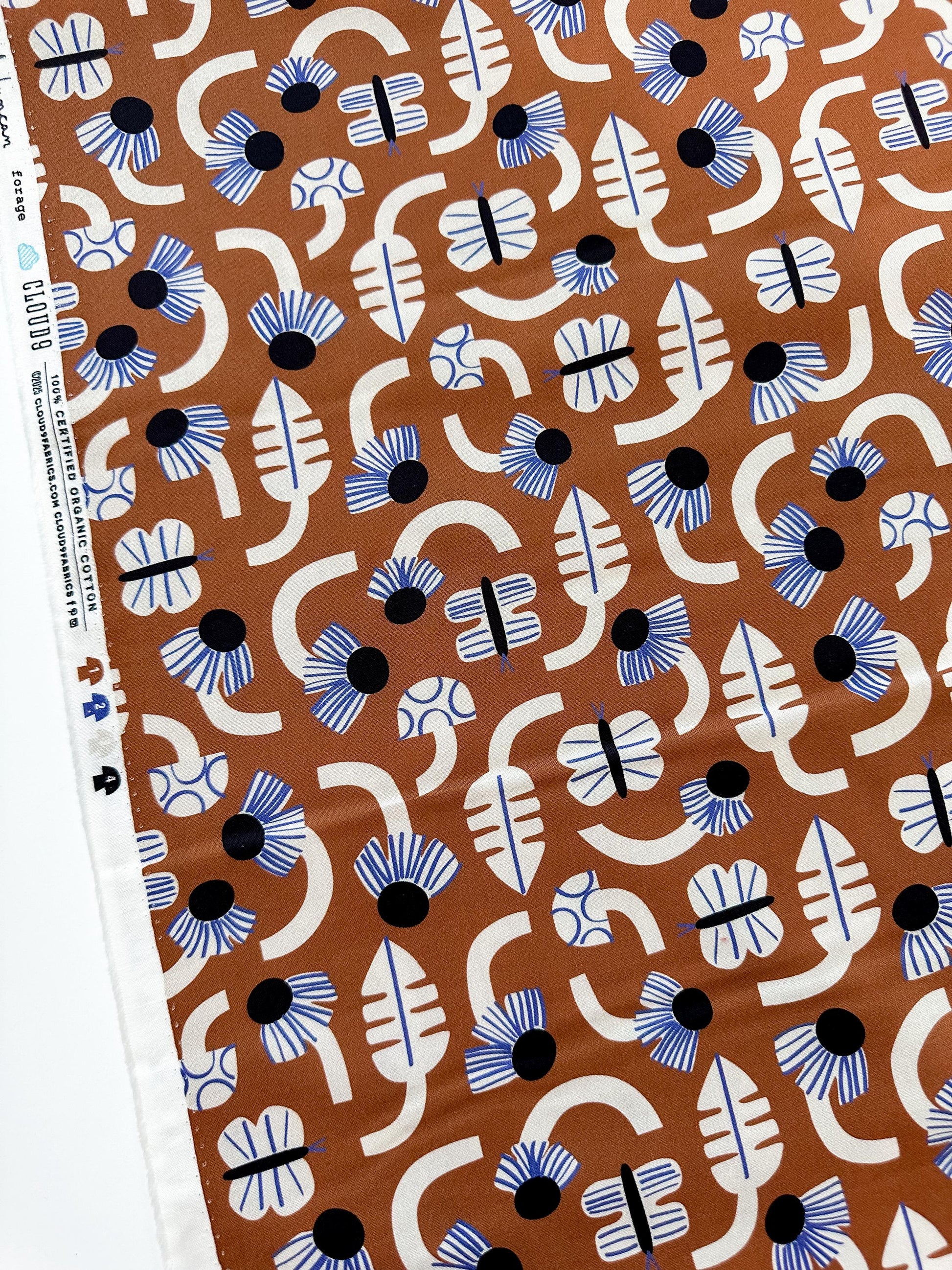 Forage, Fabric by the Yard, 100% Organic Cotton, By Leah Duncan for Cloud9 Fabrics, Fern Grove Collection, Floral Print