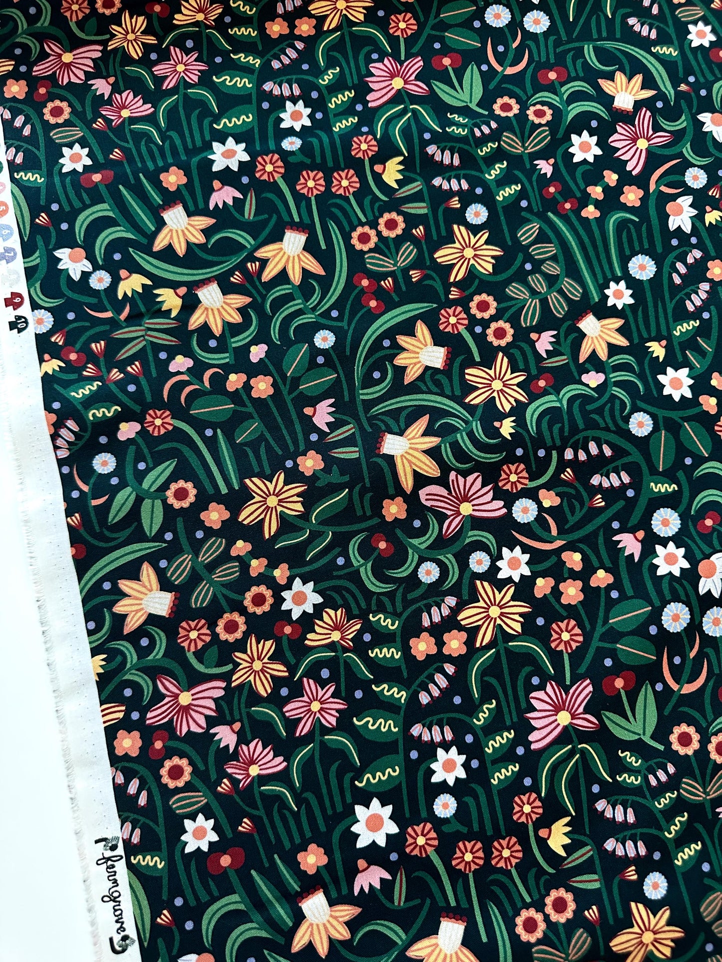 Moon Grove, Fabric by the Yard, 100% Organic Cotton, By Leah Duncan for Cloud9 Fabrics, Fern Grove Collection, Floral Print