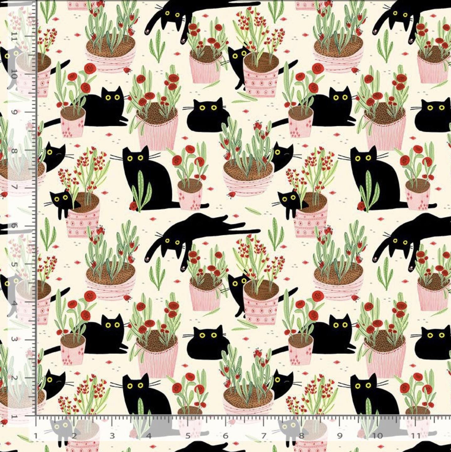 Amewsing Fabric - By Dear Stella - Sweet Purrennials Collection - Cotton By The Yard - Cat Print