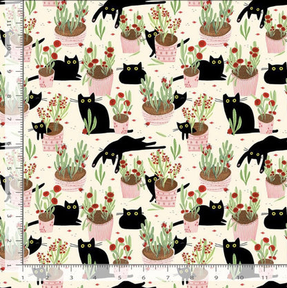 Amewsing Fabric - By Dear Stella - Sweet Purrennials Collection - Cotton By The Yard - Cat Print