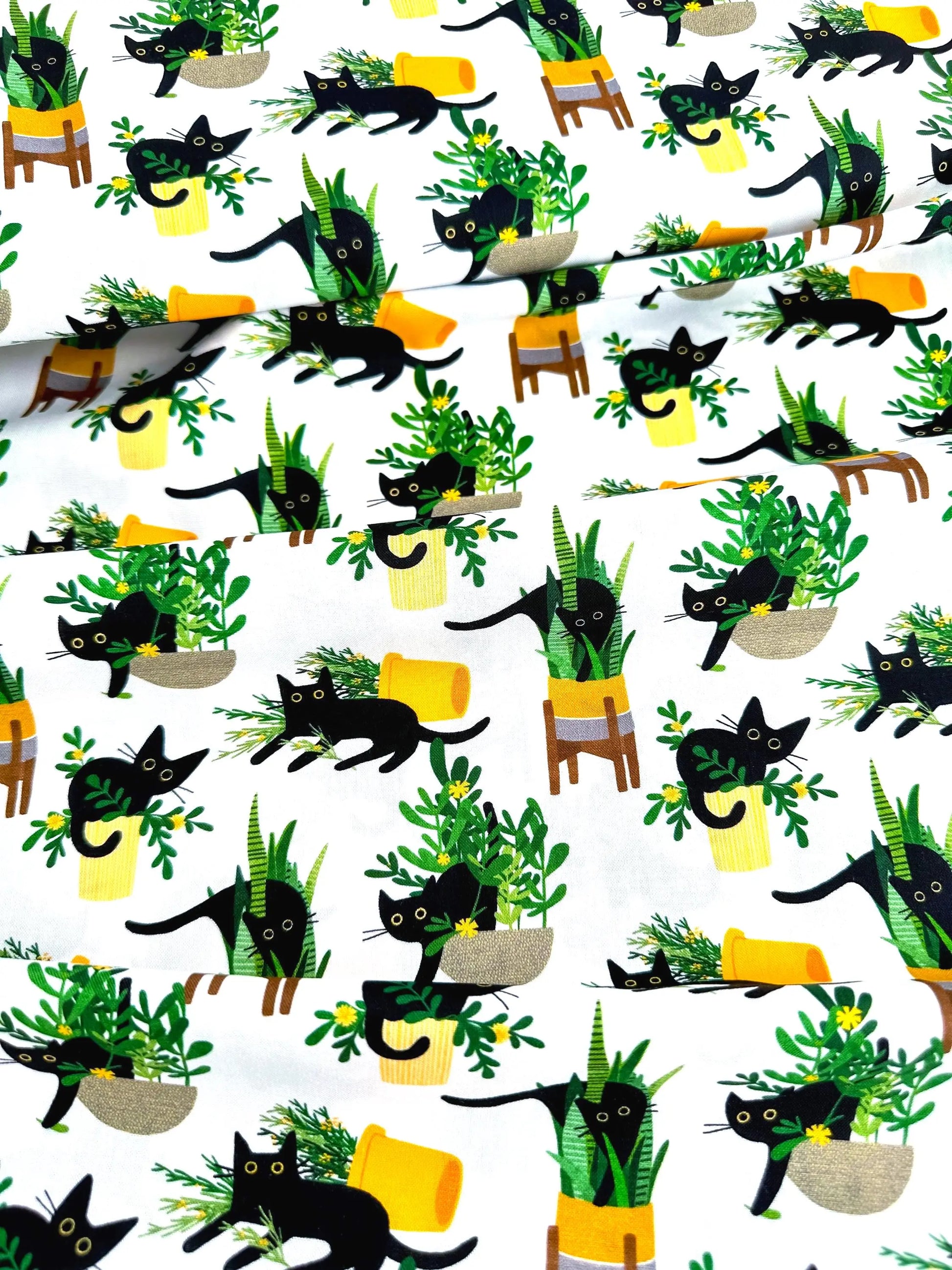 Planting Cats Fabric - Dear Stella - Botanical Garden Cotton By The Yard