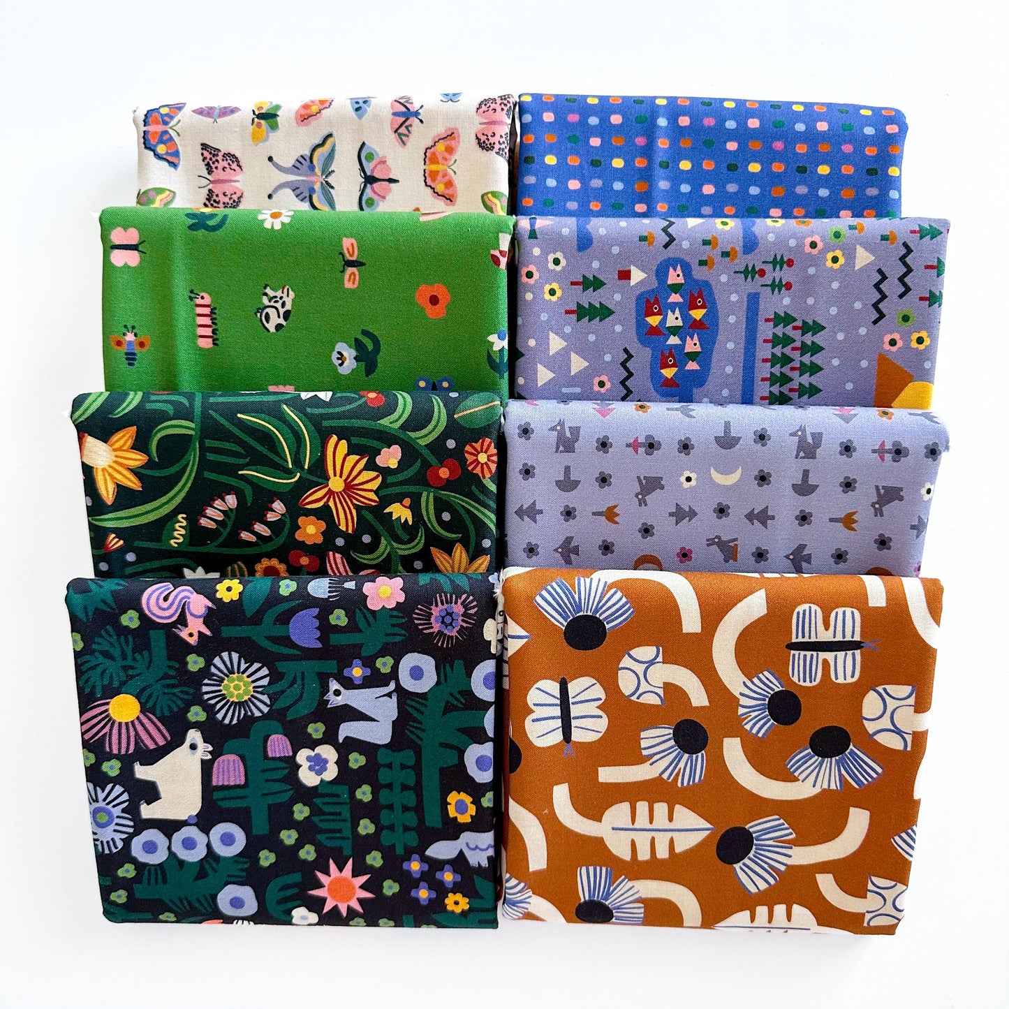 Fern Grove Curated Fabric Bundle – 8 Pc Cotton Set by Leah Duncan for Cloud9 Fabrics | Floral, Animal & Woodland Prints