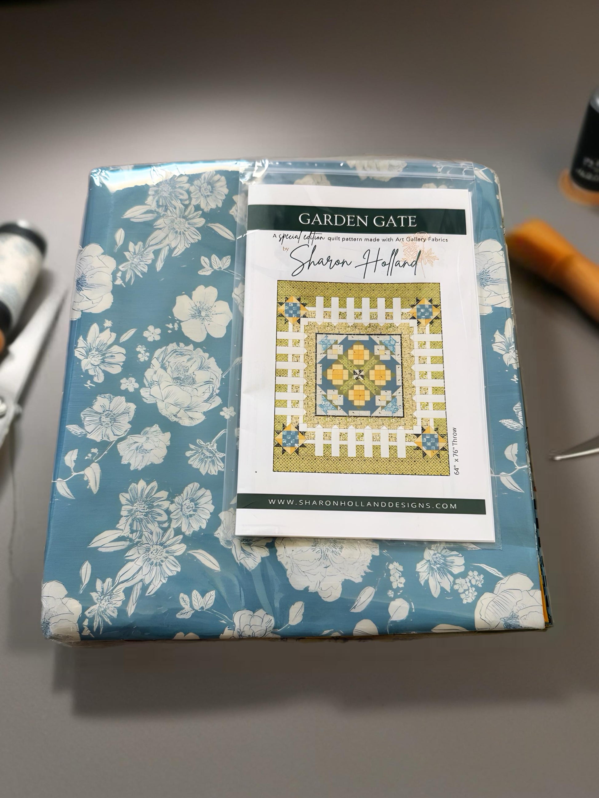 Garden Gate Quilt Kit – Throw Quilt with Potted Flowers, Picket Fence & Sunflowers | Designed by Sharon Holland | Exclusively from AGF