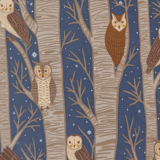 Night Owl Novelty Owls Trees – Night Owl Collection by Gingiber for Moda Fabrics | 100% Cotton Quilting Fabric, Sold by the Yard