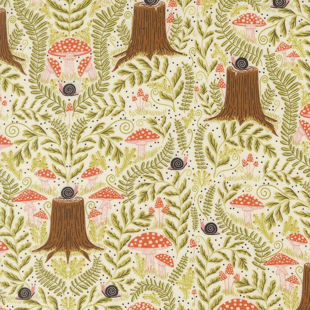 Mushroom Landscape and Nature – Night Owl Collection by Gingiber for Moda Fabrics | 100% Cotton Quilting Fabric, Sold by the Yard