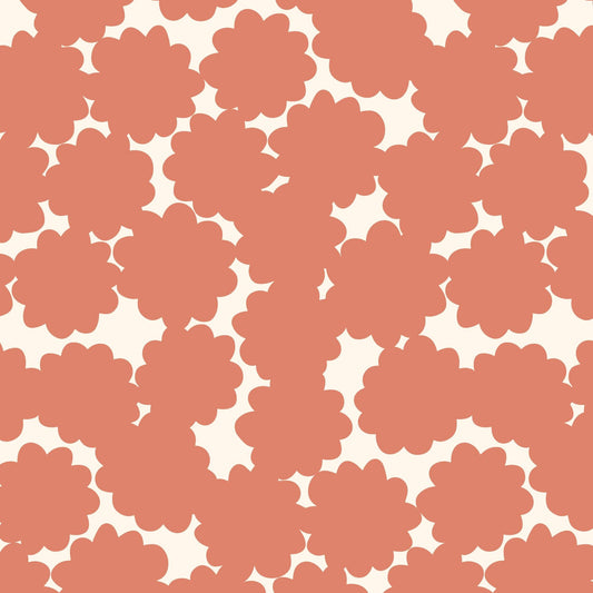 Blossom | Coral, Fabric by the Yard, 100% Organic Cotton, By Claire Iglesias for Cloud9 Fabrics, Wild Garden Collection