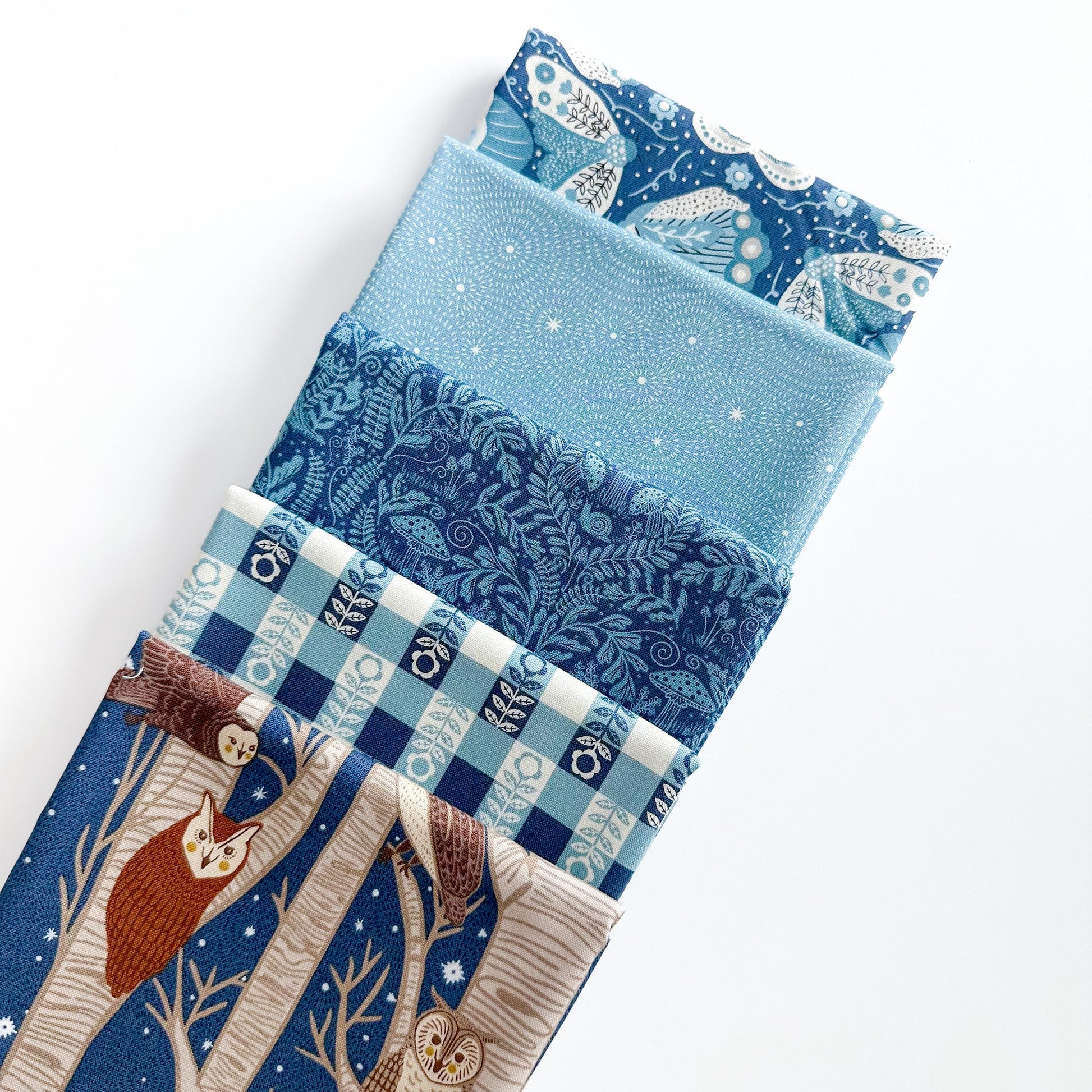 Night Owl Curated Bundle – 11 Pc Cotton Set by By Gingiber for Moda Fabrics | Modern Floral, Owl, Butterfly Prints