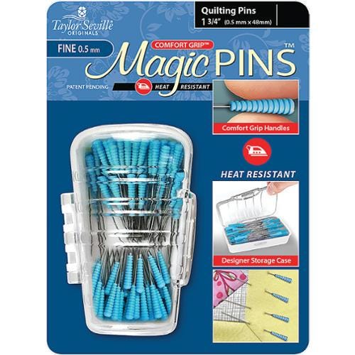 Magic Pins by Taylor Seville - 1.75” Heat Resistant Comfort Grip Quilting Pins (50ct)