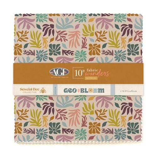 GeoBloom Layer Cake – 42 Pc 10" Squares by Sewcial Bee Collective for AGF Studio | Art Gallery Fabrics Precut Quilt Pack