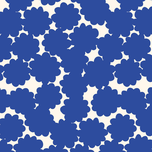 Blossom | Blue, Fabric by the Yard, 100% Organic Cotton, By Claire Iglesias for Cloud9 Fabrics, Wild Garden Collection