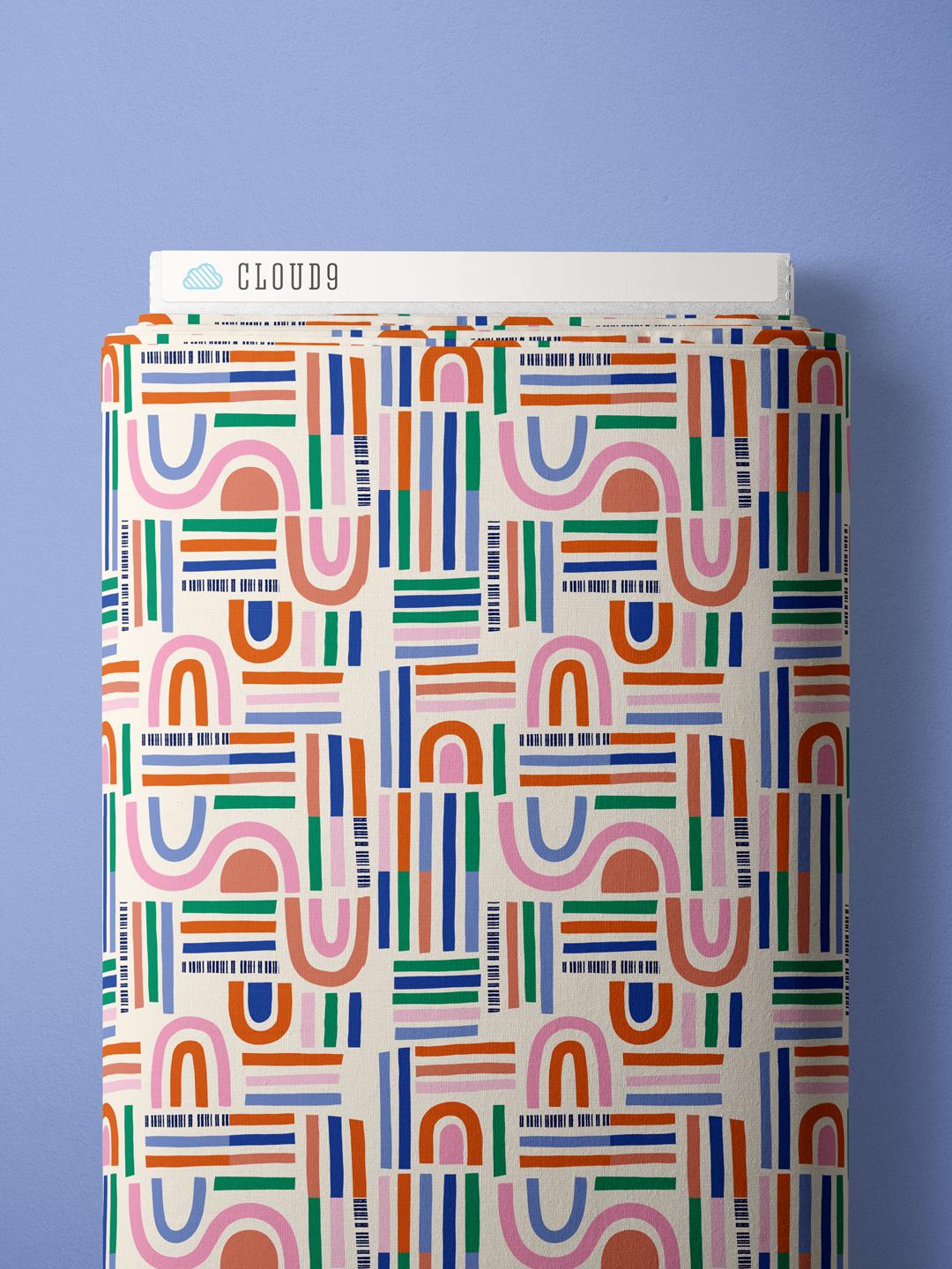 Maze of Nature, Fabric by the Yard, 100% Organic Cotton, By Claire Iglesias for Cloud9 Fabrics, Wild Garden Collection