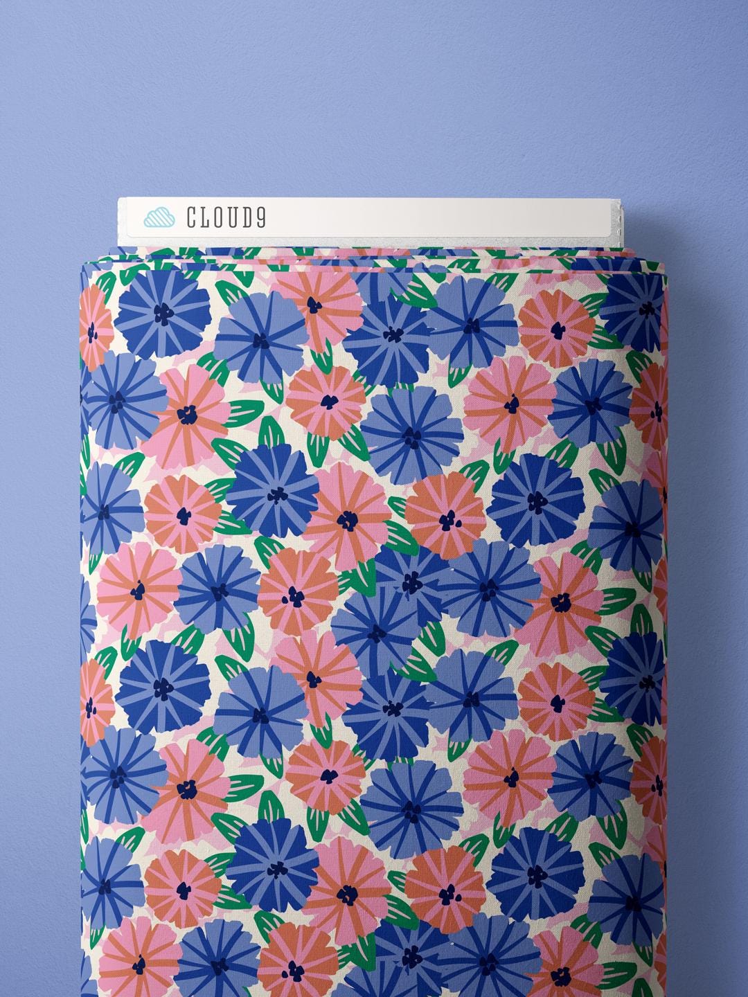 Striped Petunias, Fabric by the Yard, 100% Organic Cotton, By Claire Iglesias for Cloud9 Fabrics, Wild Garden Collection