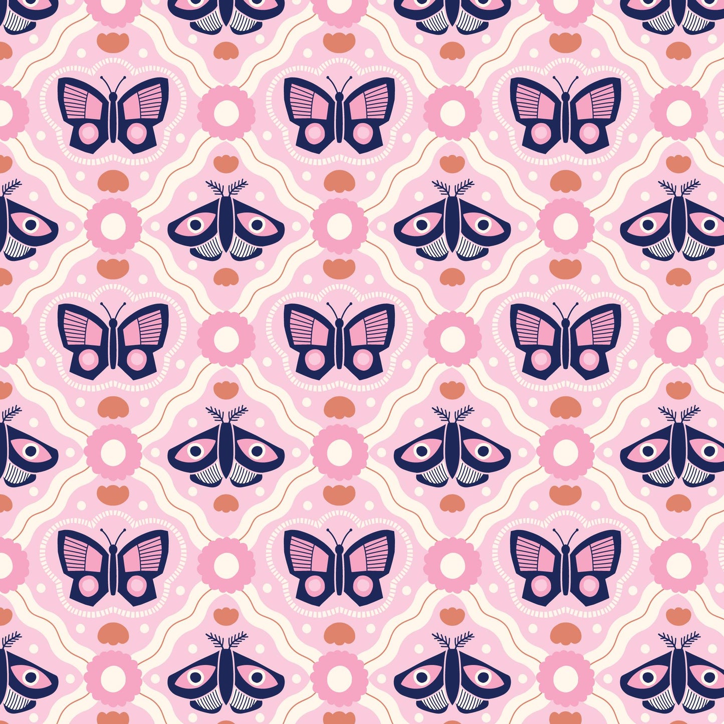 Pretty Butterfly, Fabric by the Yard, 100% Organic Cotton, By Claire Iglesias for Cloud9 Fabrics, Wild Garden Collection
