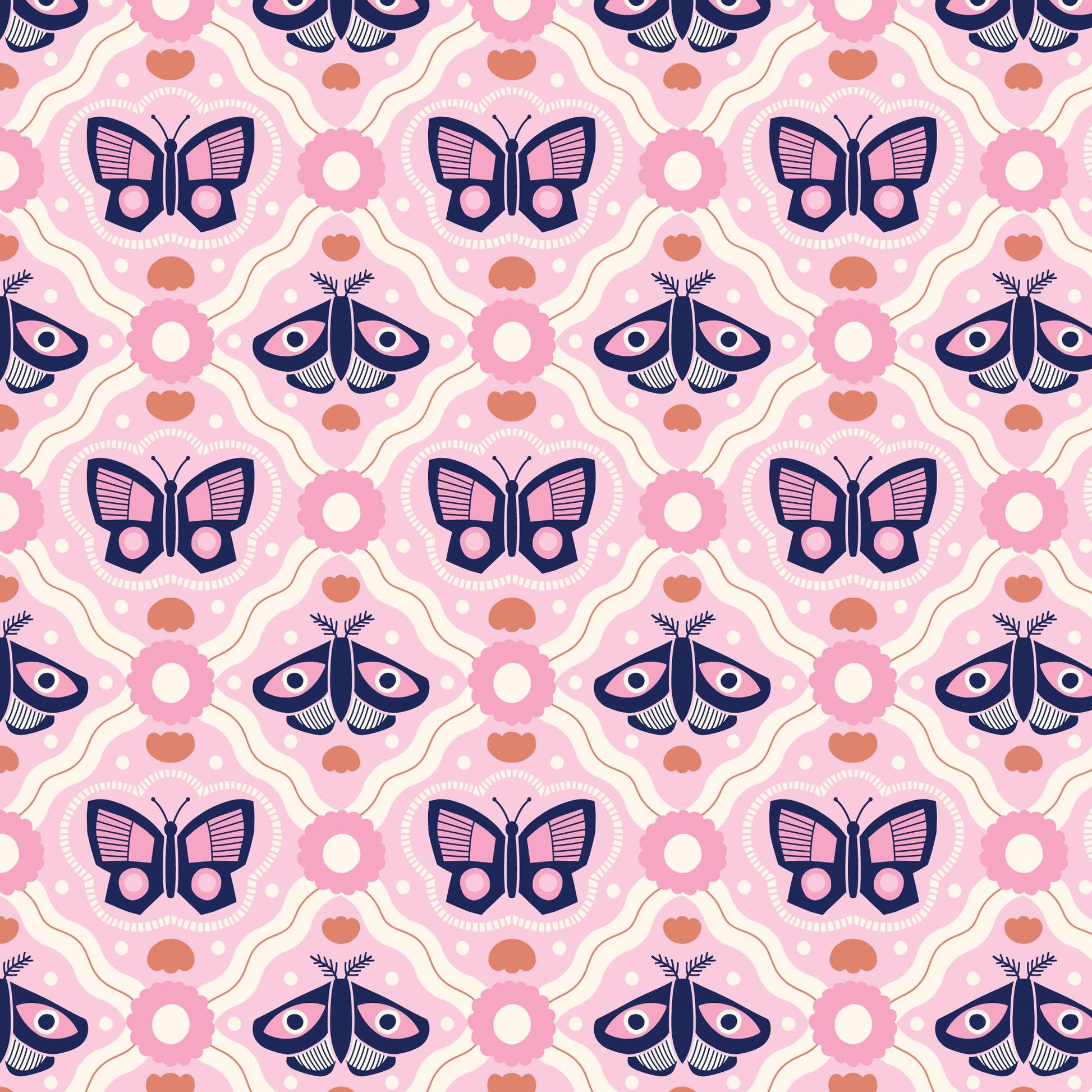 Pretty Butterfly, Fabric by the Yard, 100% Organic Cotton, By Claire Iglesias for Cloud9 Fabrics, Wild Garden Collection