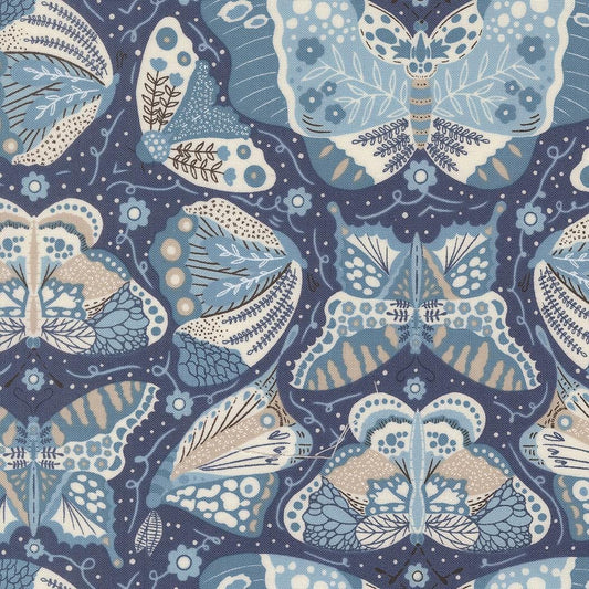 Butterfly Novelty (Dark Blue) – Night Owl Collection by Gingiber for Moda Fabrics | 100% Cotton Quilting Fabric, Sold by the Yard