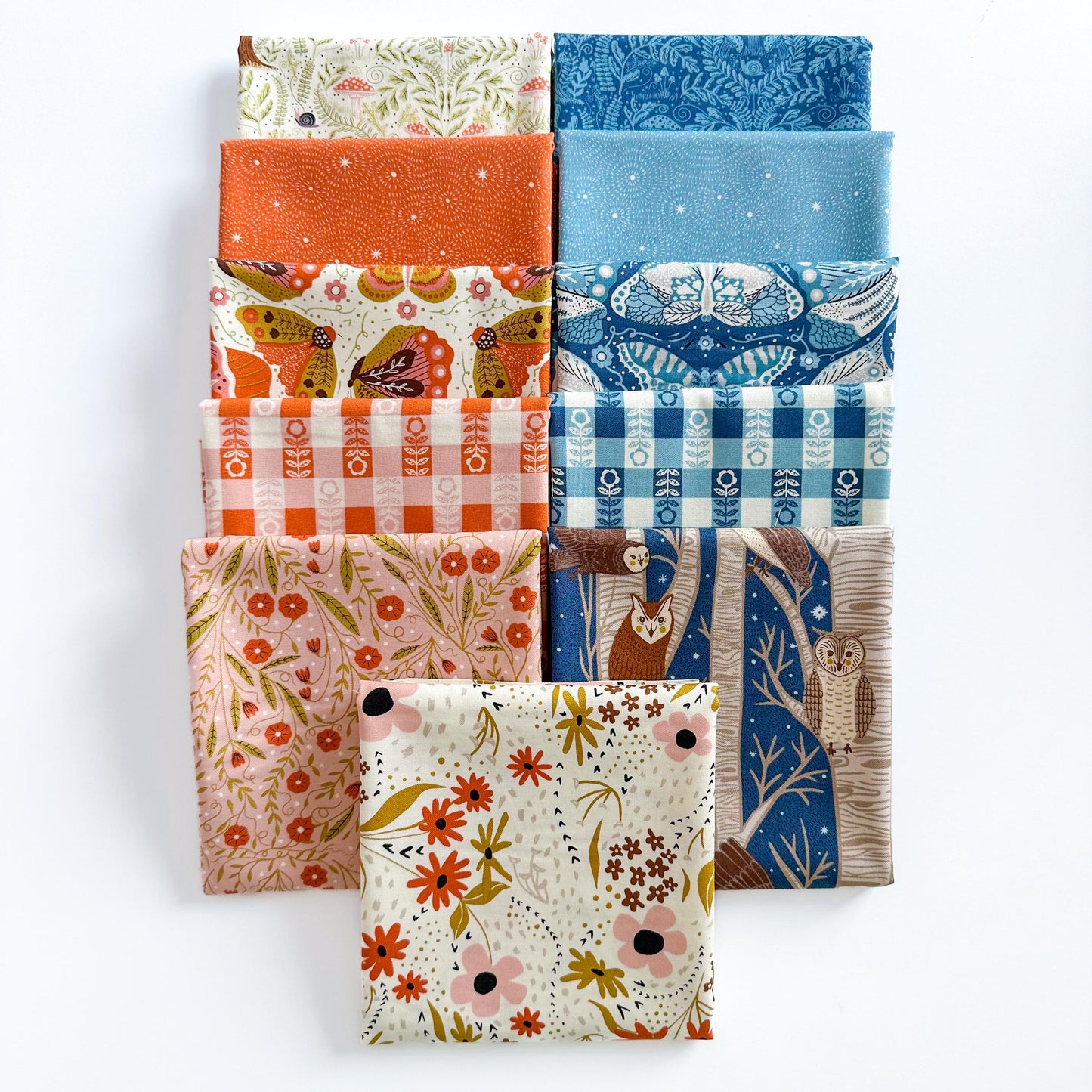 Night Owl Curated Bundle – 11 Pc Cotton Set by By Gingiber for Moda Fabrics | Modern Floral, Owl, Butterfly Prints
