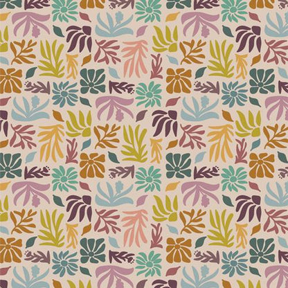 Botanical Tiles - Premium Quilting Cotton by Sewcial Bee Collective | GeoBloom Collection Fabric Yards