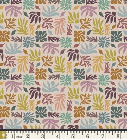 Botanical Tiles - Premium Quilting Cotton by Sewcial Bee Collective | GeoBloom Collection Fabric Yards