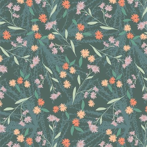 Dusk Bouquet - Premium Quilting Cotton by Sewcial Bee Collective | GeoBloom Collection Fabric Yards