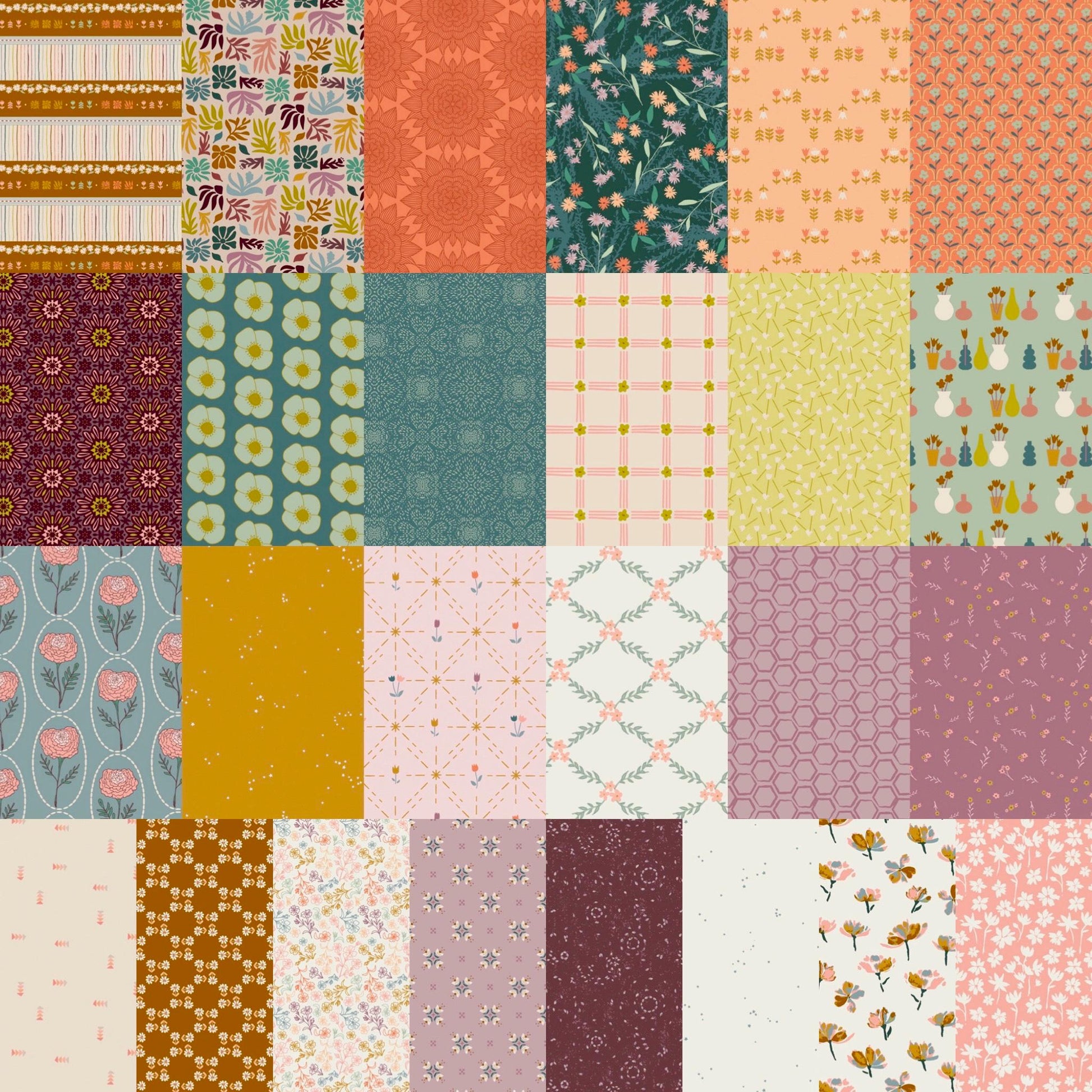 GeoBloom Fabric Bundle – 26 Pc Quilting Cotton by Sewcial Bee Collective for Art Gallery Fabrics | Half Yard, Fat Quarter, Quarter Yard