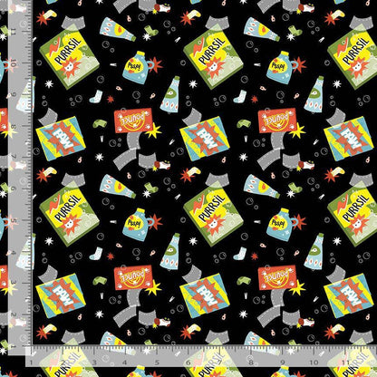 Suds & Purrs Fabric, By Dear Stella, Cats In The Laundry Collection, Cotton By The Yard, Cat Pattern