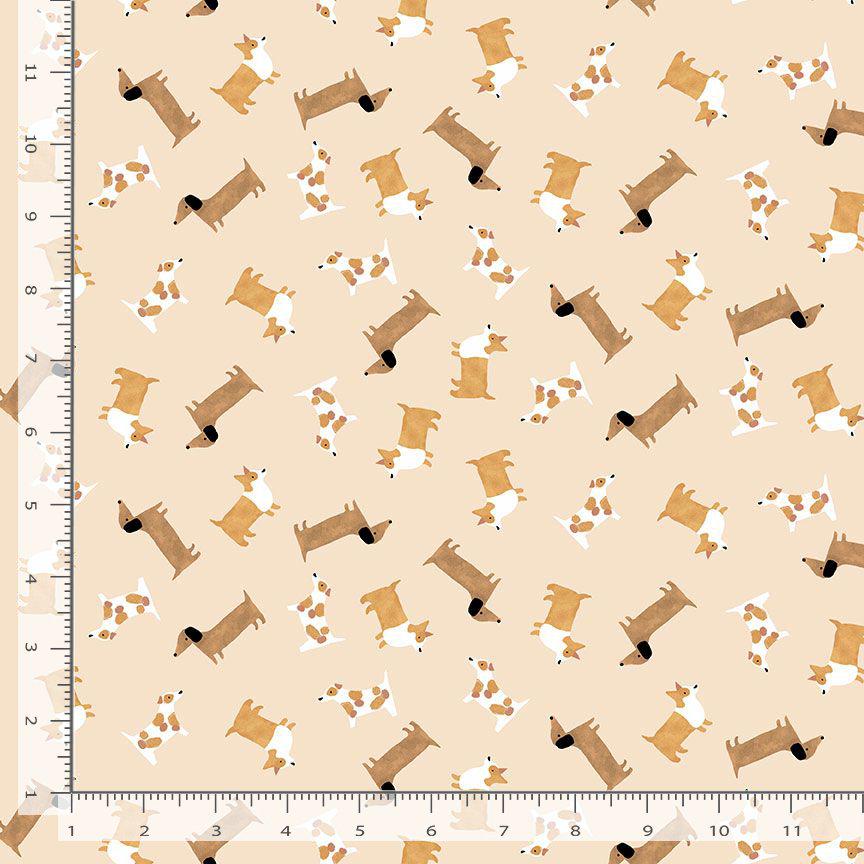 RAISE THE WOOF Fabric, By Dear Stella, Mutts About You Collection, Dog Print, 100% Cotton By The Yard