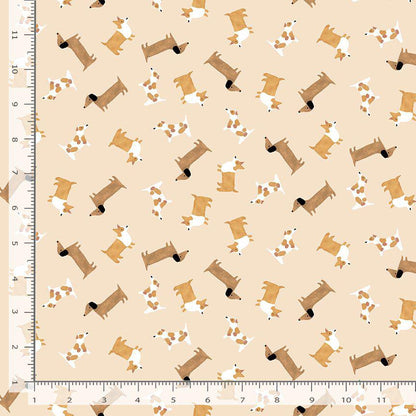 RAISE THE WOOF Fabric, By Dear Stella, Mutts About You Collection, Dog Print, 100% Cotton By The Yard