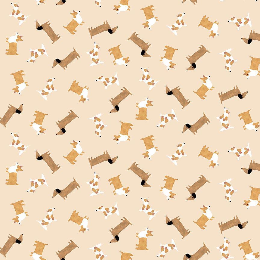 RAISE THE WOOF Fabric, By Dear Stella, Mutts About You Collection, Dog Print, 100% Cotton By The Yard