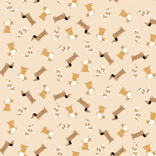 RAISE THE WOOF Fabric, By Dear Stella, Mutts About You Collection, Dog Print, 100% Cotton By The Yard