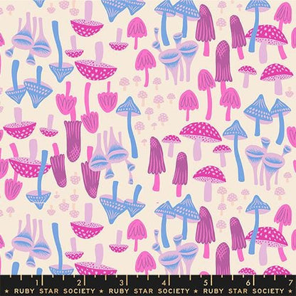 Hello Alice Shell RS2124 11 Ruby Star#1 – Mushroom Land Novelty Nature Kitsch, Natural, Ruby Star Society 100% Cotton Fabric by Sarah Watts