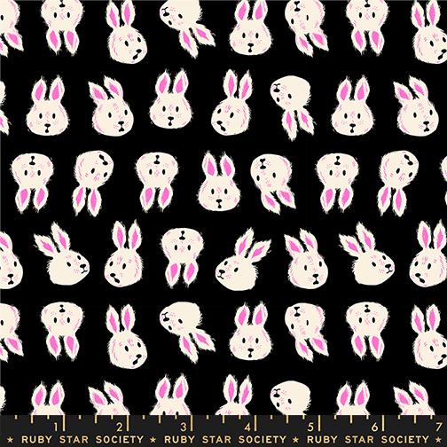 Hello Alice Black RS2125 14 Ruby Star#1, Rushing Rabbit Novelty Animals Children, Ruby Star Society 100% Cotton Fabric by Sarah Watts