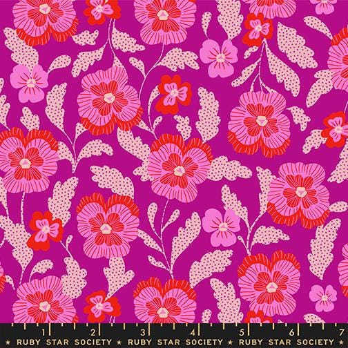 Hello Alice Berry RS2126 13 Ruby Star#1, Violets Florals Novelty, Purple, Ruby Star Society 100% Cotton Fabric by Sarah Watts