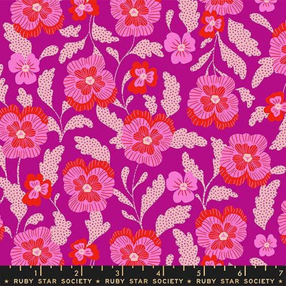 Hello Alice Berry RS2126 13 Ruby Star#1, Violets Florals Novelty, Purple, Ruby Star Society 100% Cotton Fabric by Sarah Watts