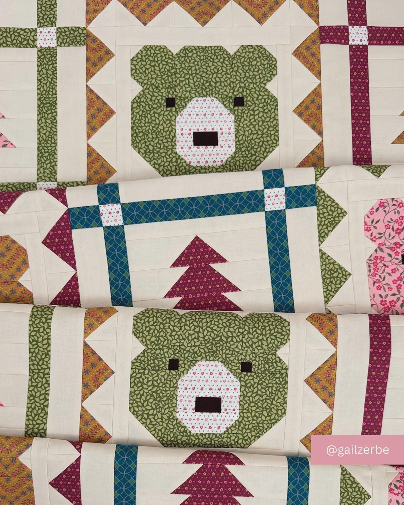 Grizzly Grove Quilt Pattern – Bear & Checkered Quilt by Art East Quilting Co | Fat Quarter Friendly, Crib and Throw Sizes